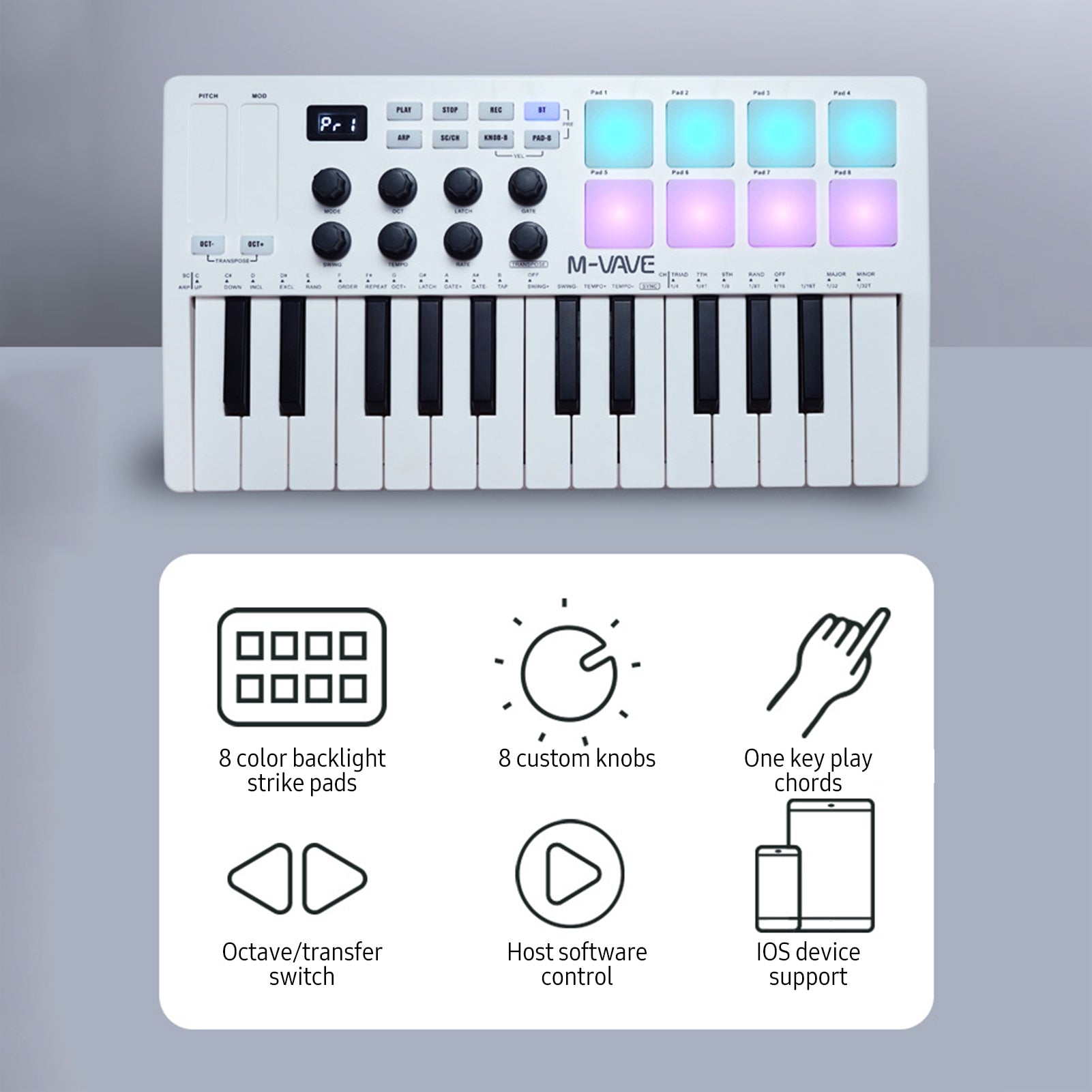 M-VAVE Controlador Teclado MIDI 25 Teclas