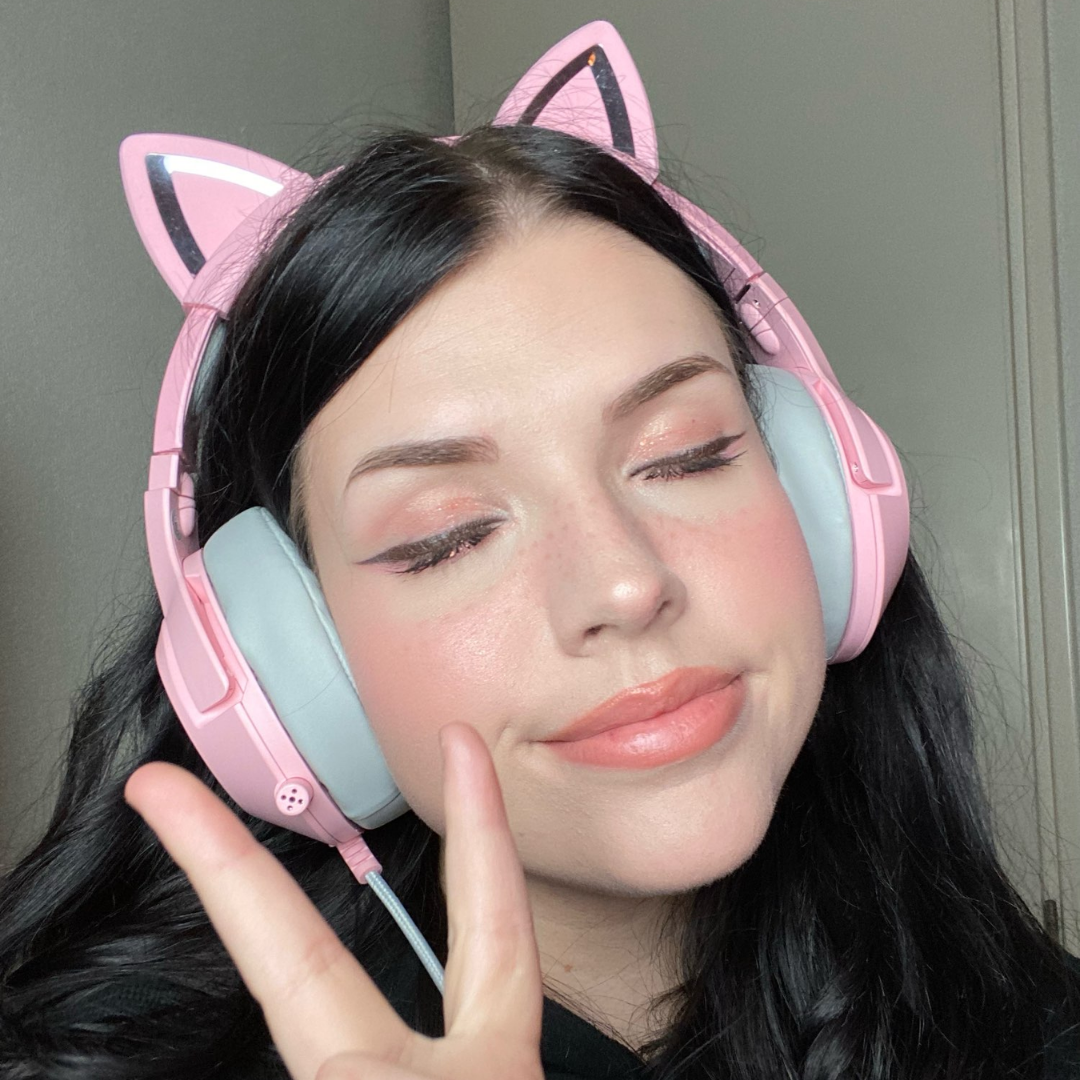 Cat Headphone Gamer Girl LED rosa